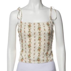 Reformation Meyer top, unworn, size 0, floral, tie straps